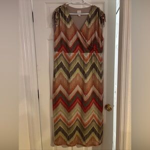 Chico's Sleeveless Maxi Dress  Sleeve Empire Mixed Patterns, Size 3, XL, Dressy
